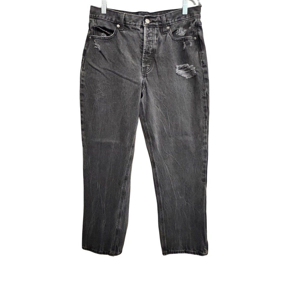 Old Navy High‑Rise Slouchy Straight Jeans — Black — Size 10 Tall